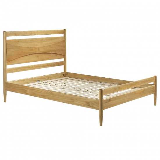 Atticus Beveled Headboard Solid Wood Queen Bed - Light Oak