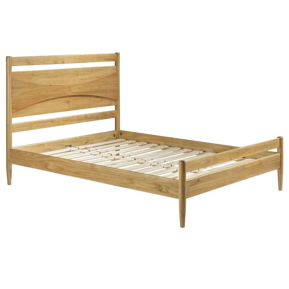 Atticus Beveled Headboard Solid Wood Queen Bed - Light Oak