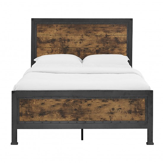 Industrial Queen Size Bed - Brown