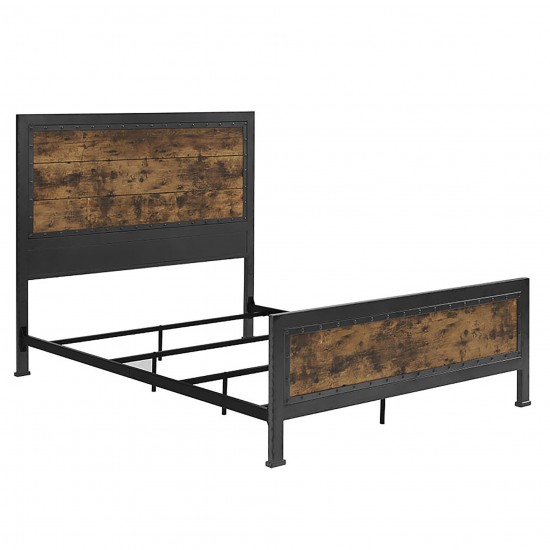 Industrial Queen Size Bed - Brown