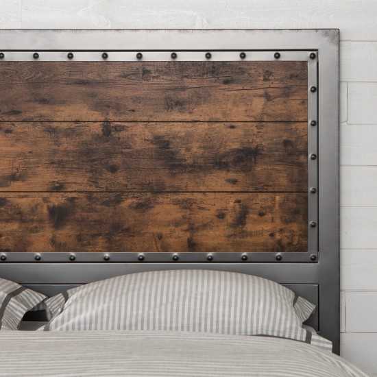 Industrial Queen Size Bed - Brown