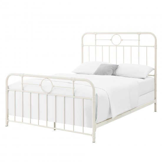 Antiqua Metal Pipe Queen Size Bed - Antique White