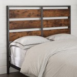 Industrial Queen Size Metal and Wood Plank Bed - Brown