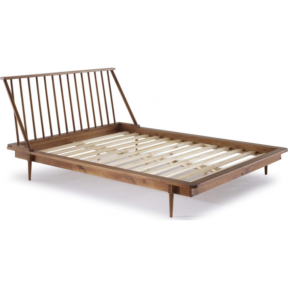 Modern Wood Queen Spindle Bed - Caramel