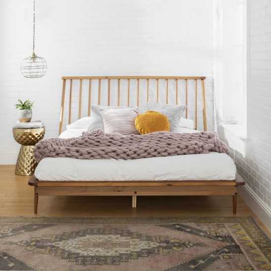 Modern Wood Queen Spindle Bed - Caramel