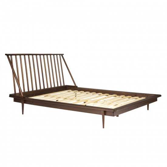 Modern Wood Queen Spindle Bed - Walnut