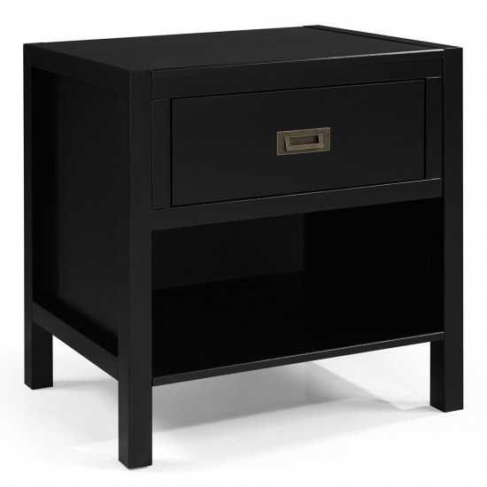 Lydia 1 Drawer Classic Solid Wood Nightstand - Black