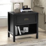 Lydia 1 Drawer Classic Solid Wood Nightstand - Black