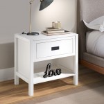 Lydia 1 Drawer Classic Solid Wood Nightstand - White