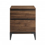 20" 2-Drawer Modern Industrial Nightstand - Dark Walnut