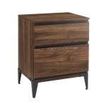 20" 2-Drawer Modern Industrial Nightstand - Dark Walnut