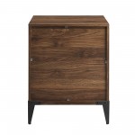 20" 2-Drawer Modern Industrial Nightstand - Dark Walnut