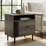 Lincoln 25" Modern Storage Nightstand - Slate Grey