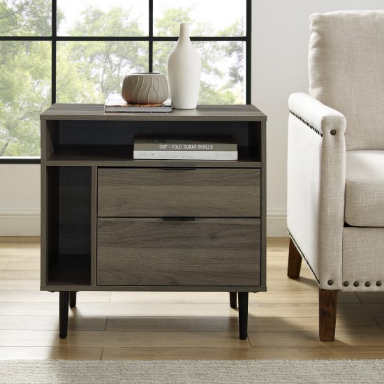 Lincoln 25" Modern Storage Nightstand - Slate Grey