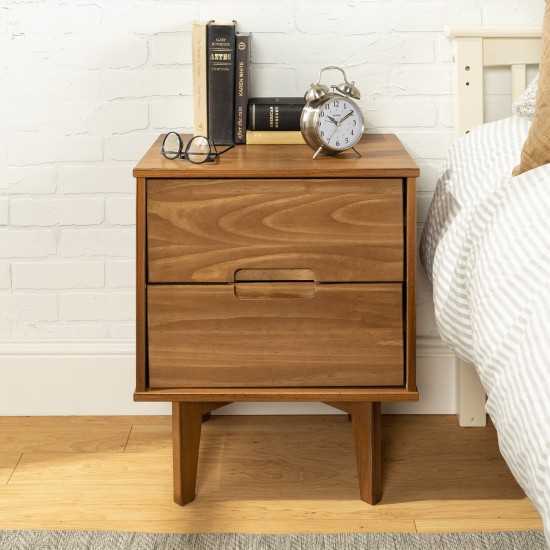 Sloane 2 Drawer Groove Handle Wood Nightstand - Caramel