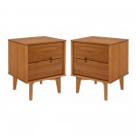 Sloane 2 Drawer Groove Handle Wood Nightstand - Caramel