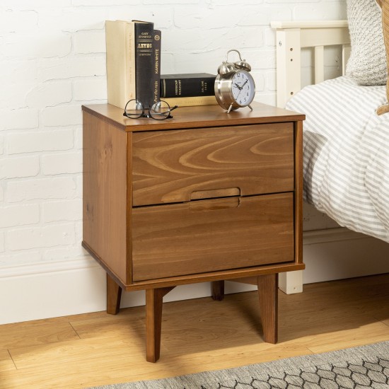 Sloane 2 Drawer Groove Handle Wood Nightstand - Caramel