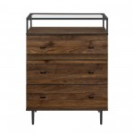 Miller Modern Glass Top 3 Drawer Accent Console - Dark Walnut