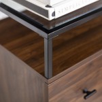 Miller Modern Glass Top 3 Drawer Accent Console - Dark Walnut