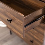 Miller Modern Glass Top 3 Drawer Accent Console - Dark Walnut