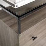 Miller Modern Glass Top 3 Drawer Accent Console - Slate Grey