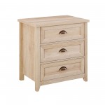 Odette 25" 3 Drawer cup handle Framed Nightstand - White Oak