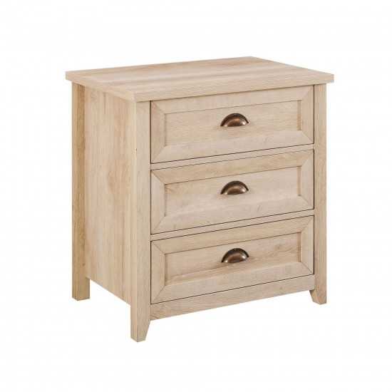 Odette 25" 3 Drawer cup handle Framed Nightstand - White Oak