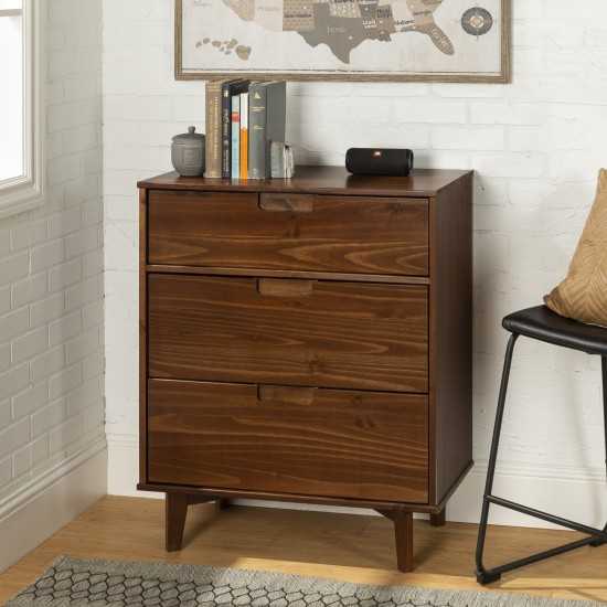 Sloane 3 Drawer Groove Handle Wood Dresser - Walnut