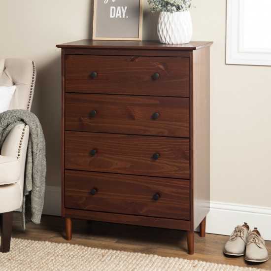 Modern 4 Drawer Dresser - Walnut