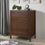 Lydia 40" Classic Solid Wood 4 Drawer Chest - Walnut