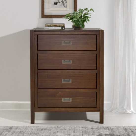 Lydia 40" Classic Solid Wood 4 Drawer Chest - Walnut