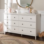 Modern 6 Drawer Solid Wood Dresser - White