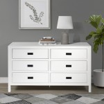 Lydia 57" Classic Solid Wood 6 Drawer Dresser - White