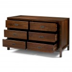 Lydia 57" Classic Solid Wood 6 Drawer Dresser - Walnut