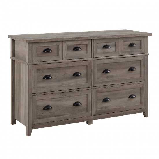 Odette 52" 6 Drawer Cup Handle Framed Dresser - Grey Wash