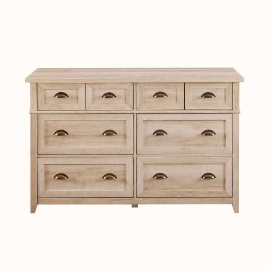 Odette 52" 6 Drawer Cup Handle Framed Dresser - White Oak