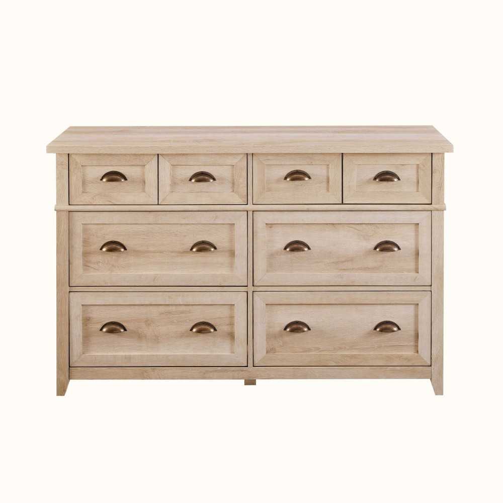 Odette 52" 6 Drawer Cup Handle Framed Dresser - White Oak