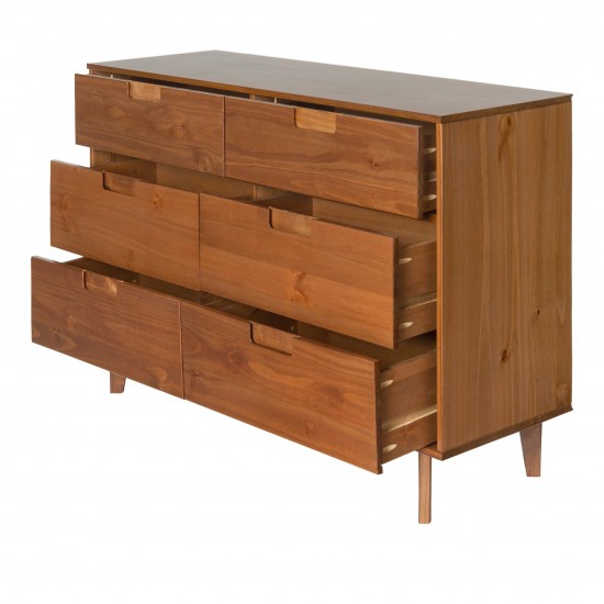 Sloane 6 Drawer Groove Handle Wood Dresser - Caramel