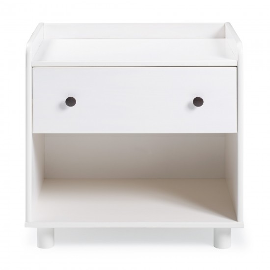 Morgan 1 Drawer Tray Top Solid Wood Nightstand - White