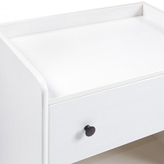 Morgan 1 Drawer Tray Top Solid Wood Nightstand - White