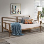 Mid Century Modern Solid Wood Spindle Daybed - Caramel