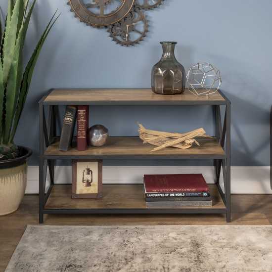 X Frame 40" Industrial Wood Bookshelf - Barnwood