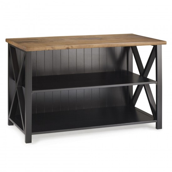 Lucas 52" Solid Wood Farmhouse Storage Console - Rustic Oak/Black