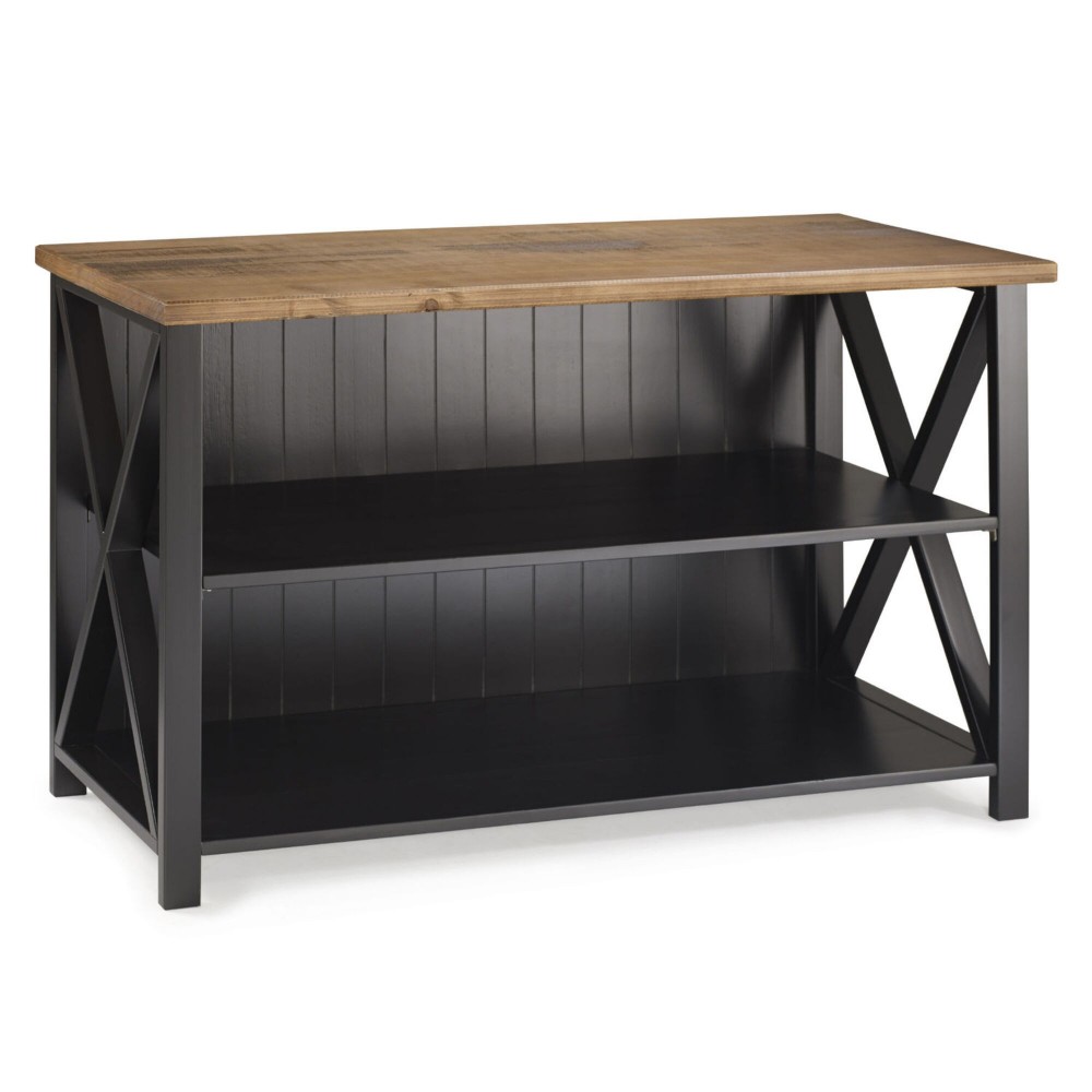 Lucas 52" Solid Wood Farmhouse Storage Console - Rustic Oak/Black Lucas 52" Solid Wood Farmhouse Storage Console - Rustic Oak/Black