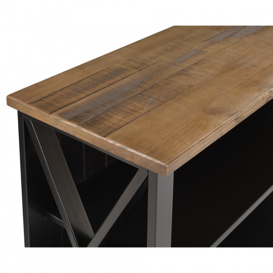 Lucas 52" Solid Wood Farmhouse Storage Console - Rustic Oak/Black