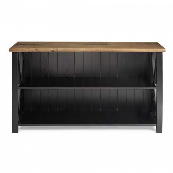 Lucas 52" Solid Wood Farmhouse Storage Console - Rustic Oak/Black