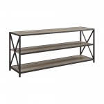 X Frame 60" Industrial Bookshelf - Grey Wash