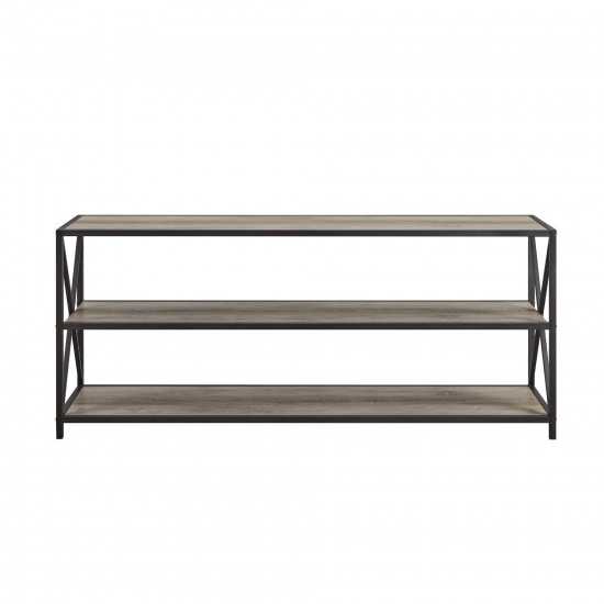 X Frame 60" Industrial Bookshelf - Grey Wash