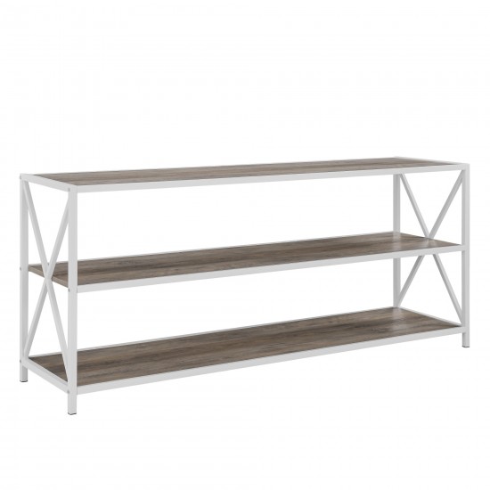 X Frame 60" Industrial Bookshelf - Grey Wash