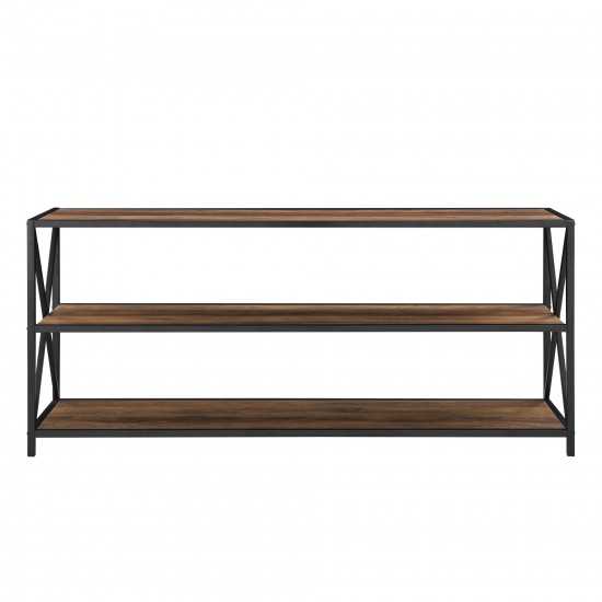 X Frame 60" Industrial Bookshelf - Rustic Oak